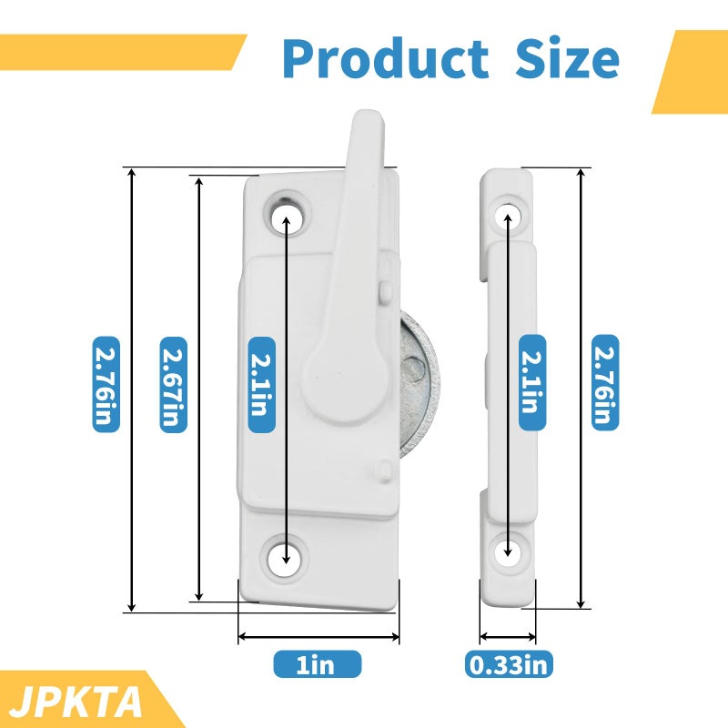 JPKTA 6 Pack Window Sash Locks Window Latch Cam Action White Window Locks for Double Hung Security Viny Window Latches with Keeper Diecast Replacement Parts for Vertical and Horizontal Sliding Windows - Image 2